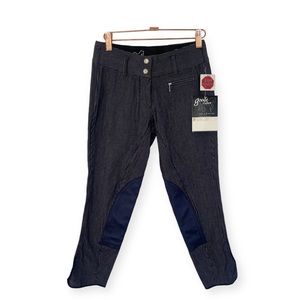 Goode Rider Blue Pants Breeches Knee Patch Equestrian Riding Womens 24R NWT